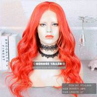 4 Wig Type Optional  RED Loose Wavy human hair wig